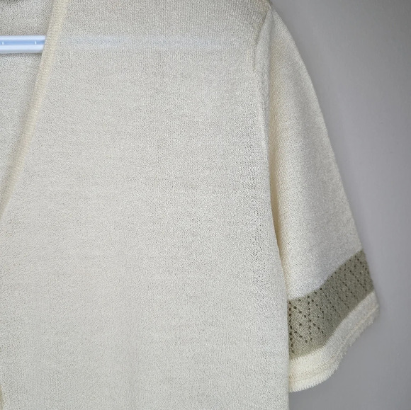 Franco Valeri Knit Button Down Short Sleeve V Neck Lightweight Cardigan Women XL - Picture 3 of 9
